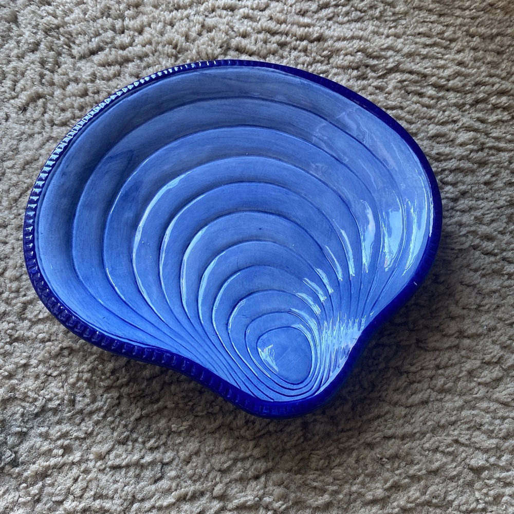 A beautiful blue seashell plate